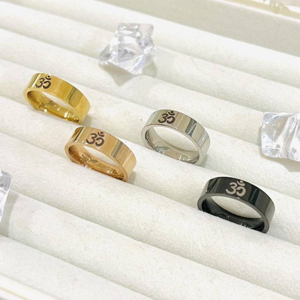 แหวนโอม คณปติ สัญลักษณ์พระพิฆเนศ มี 3 สี  ทอง-เงิน-พิ้งโกลด์-ดำ SW3582