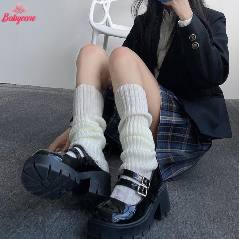 Byce>y2kผู้หญิงขาอุ่นญี่ปุ่นlolitaถุงเท้ายาวขนสัตว์ถักเท้าแขนอุ่นฤดูใบไม้ร่วงฤดูหนาวโครเชต์heapถุงเท้าboot Cuffsใหม่