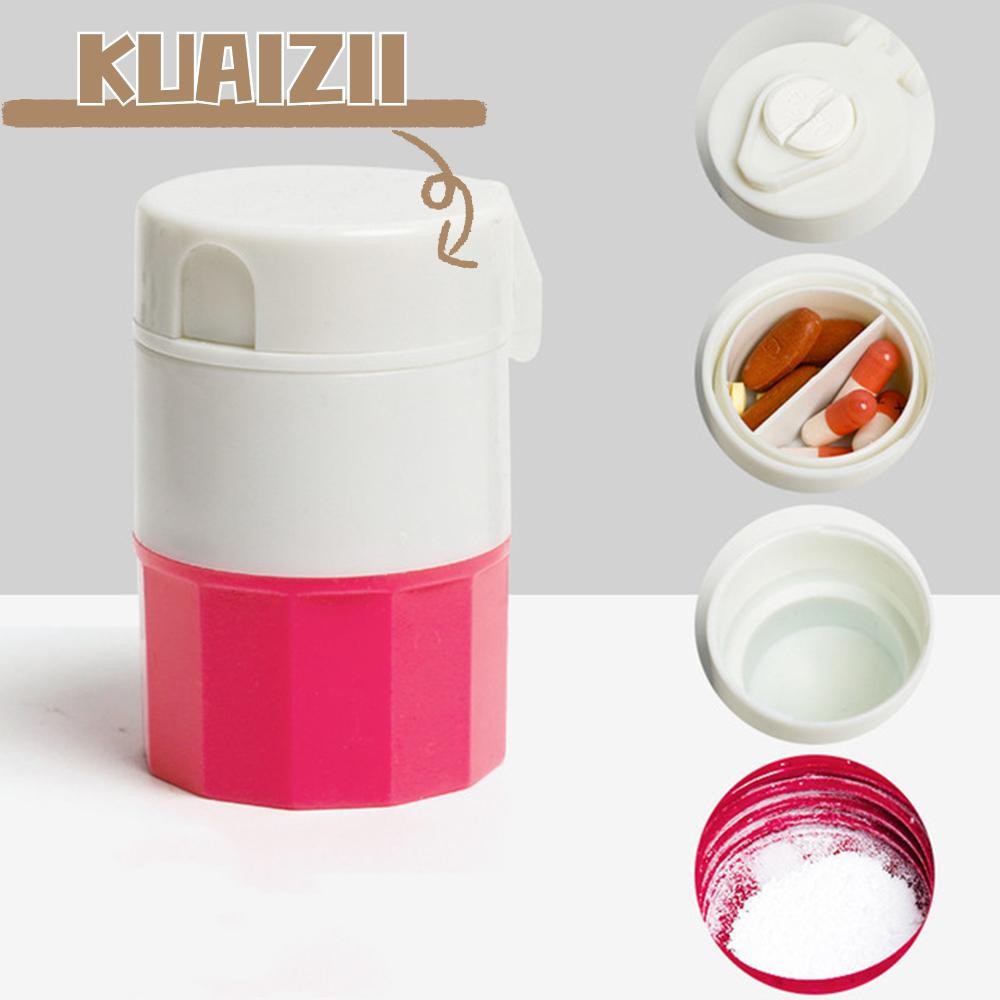 Kuaizii เครื่องบดยาสีเขียวและสีชมพูสําหรับวิตามินเม็ด 3 ใน 1 เม็ดเครื่องตัดยา