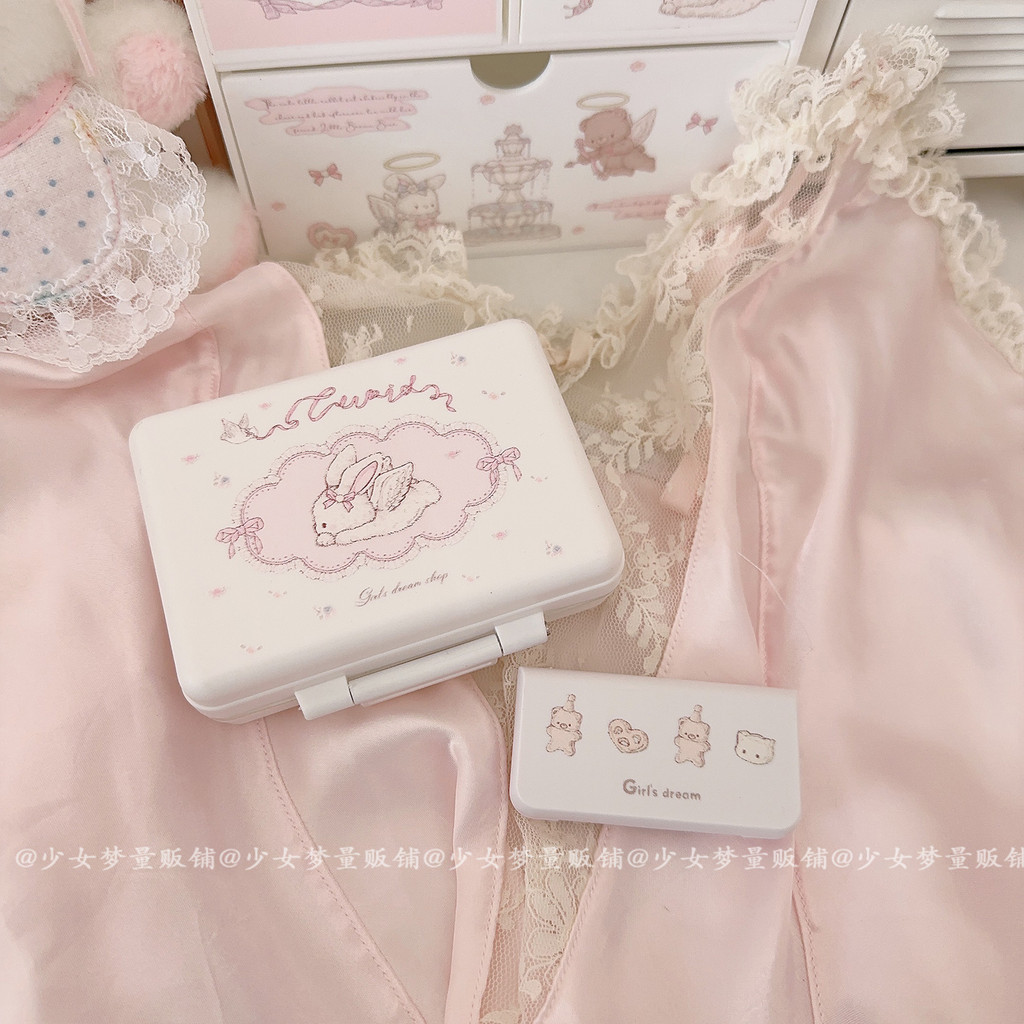 Girl Dream Original Design Eros Rabbit Bear Pill Box Storage Box Portable Travel Packing Moisture-Proof Medicine Pills