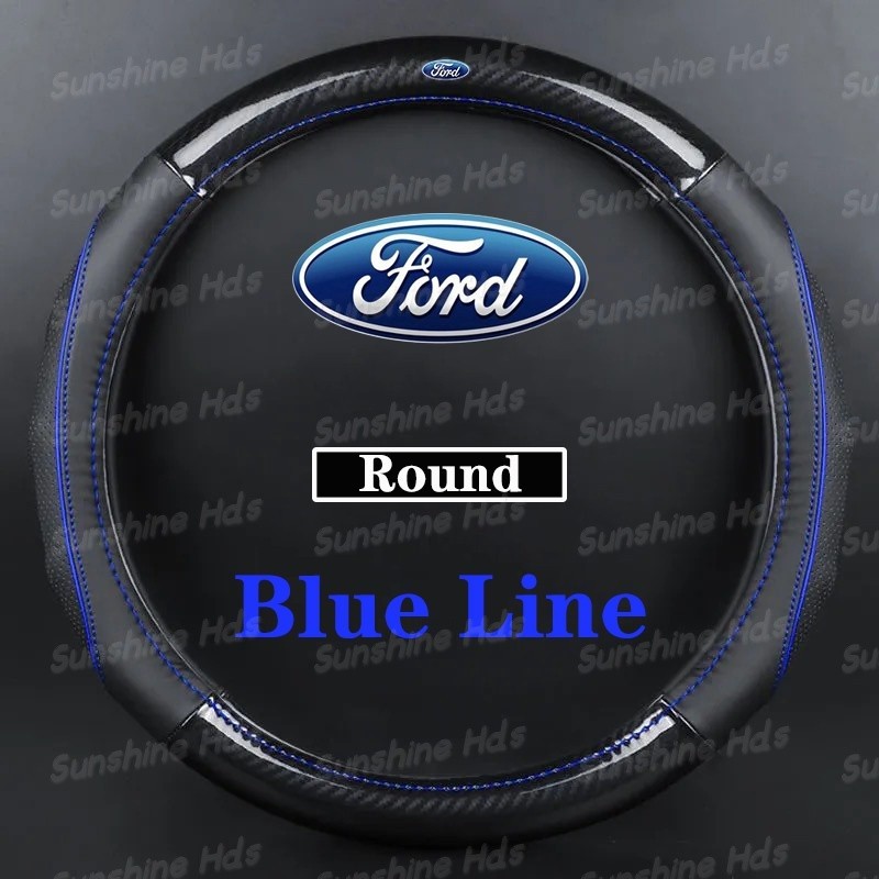 Ford Carbon Fibre หนังพวงมาลัยรถสําหรับ Ranger Fiesta Focus Everest Ecosport Escort Escape Explorer อุปกรณ์เสริม
