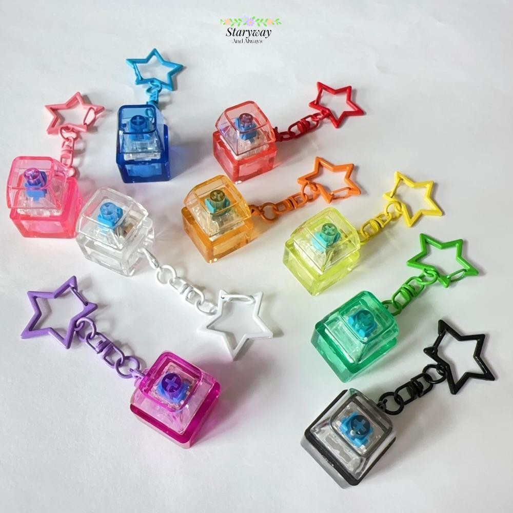 STARYSWAY พวงกุญแจ Fidget, ปุ่มปุ่มพร้อมหมวกคีย์บอร์ดนิ้วแสง, บรรเทาความเครียด DIY คีย์บอร์ด Keycap ของเล่นหยิก