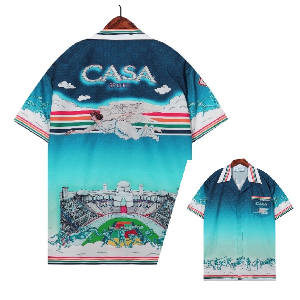 4590 Sky Womens Fashion Shirt ผู้ชายแขนสั้น