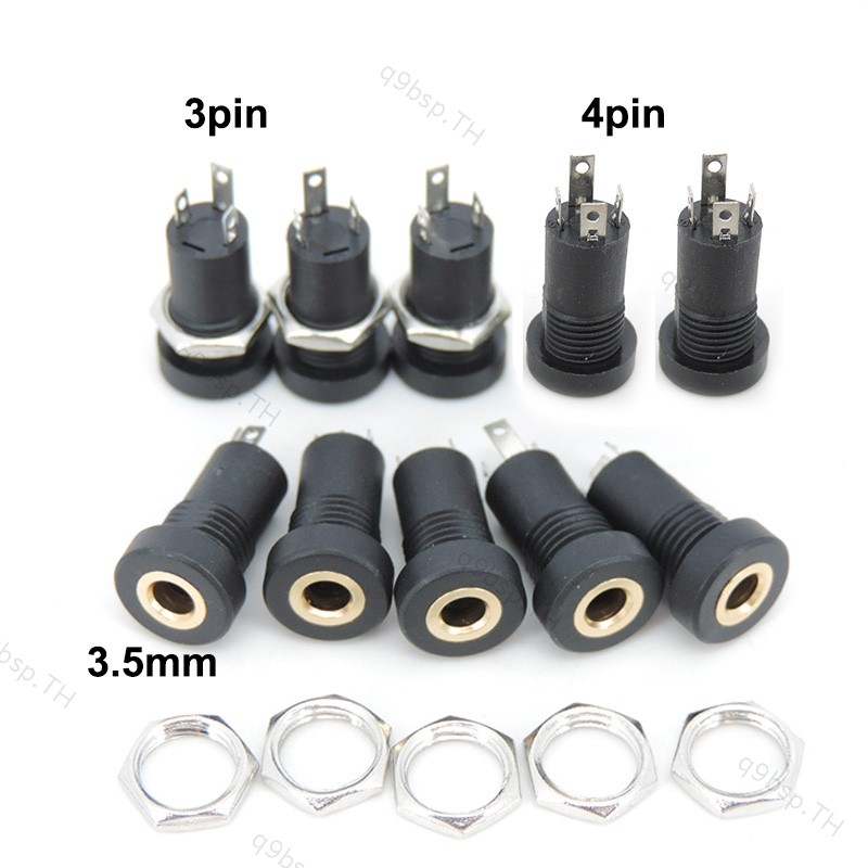 3.5 มม.3 เสา 4 เสา 3/4Pin Audio หญิงแจ็คซ็อกเก็ตสเตอริโอ PJ-392A PJ392A Solder แผง Mount Nut TH9B