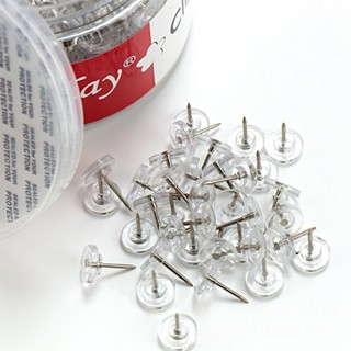 Stat 60 ชิ้นใสหัวแบน Push Pin รอบแบน Push Pins สําหรับ Bulle…