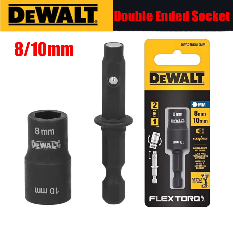 DEWALT FLEXTORQ 2 in 1 Double Ended Socket 8/10 MM และสั้นสําหรับสว่านกระแทกเครื่องมืออุปกรณ์เสริม DWADEND810MM