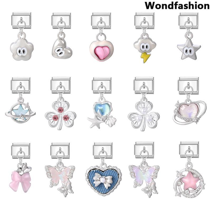 สร้อยข้อมือหัวใจดอกไม้ อิตาลี ขนาด 9 มิลลิเมตร สแตนเลส ทำเอง สไตล์ย้อนยุค