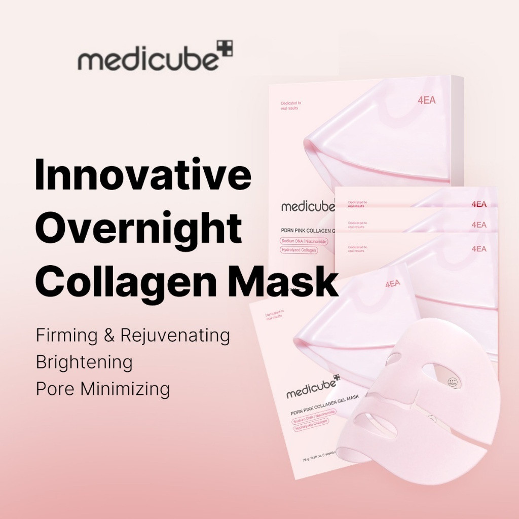 Medicube PDRN Pink Collagen Gel Mask 28g 4PCS(1กล่อง)Overnight Face Mask for Glass Glow