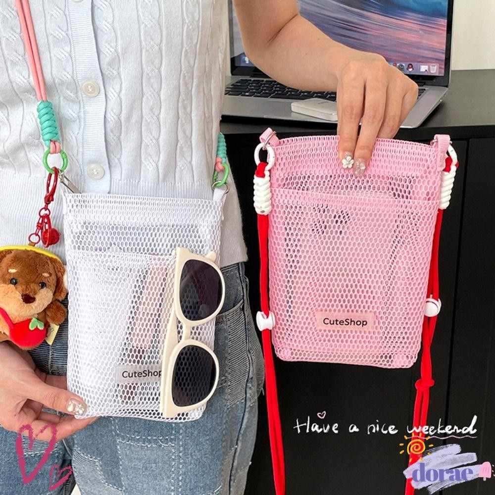 ที่นั่น กระเป๋า ผู้สื่อสาร สําหรับผู้หญิง,กระเป๋าตาข่ายกลวงขนาดเล็กความจุขนาดใหญ่แบบพกพา,กระเป๋าแขวนเก็บของกระเป๋าสะพายอเนกปร