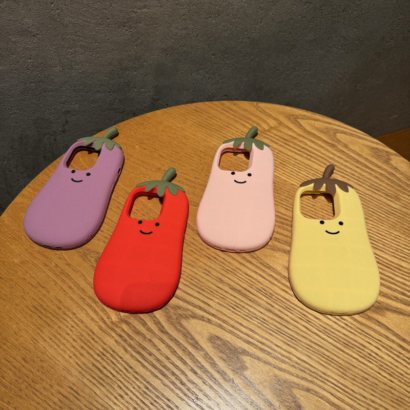 3d สีการ์ตูนมะเขือยาวซิลิโคนเคสโทรศัพท์สําหรับ iPhone 11 12 13 14 15 16 Pro Max Plus ปลอกซิลิโคนอ่อนนุ่มป้องกันการตกฝาครอบป้องกันสําหรับ iPhone14Promax กรณี