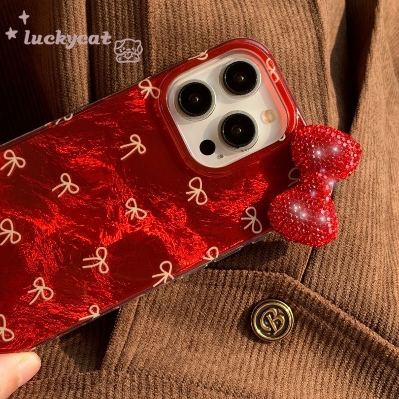 Iphone 16 15 14 13 12 11 Pro Max X Xr Xs Max 7 8 Plus SE2020 เคสโทรศัพท์ Ins 3D DIY โบว์หวาน Pearl Bling Clear Soft ฝาหลัง - รูปที่ 6