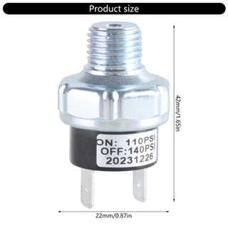 LUOLVTH สวิตช์ความดันอากาศ, 1/4 "NPT 12 V/24 V Air Compressor Switch, แบบพกพา 70-100/90-120/110-140PSI สวิตช์ความดันสําหรับ Air Tank อลูมิเนียมอัลลอยด์ควบคุม