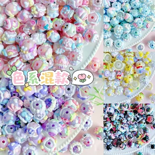 50ชิ้นอะคริลิหนักน้ํามันสามมิติมือวาดลูกปัดกลมผสมทําเองวัสดุมือลูกปัดโซ่โทรศัพท์มือถืออุปกรณ์เครื่องประดับ