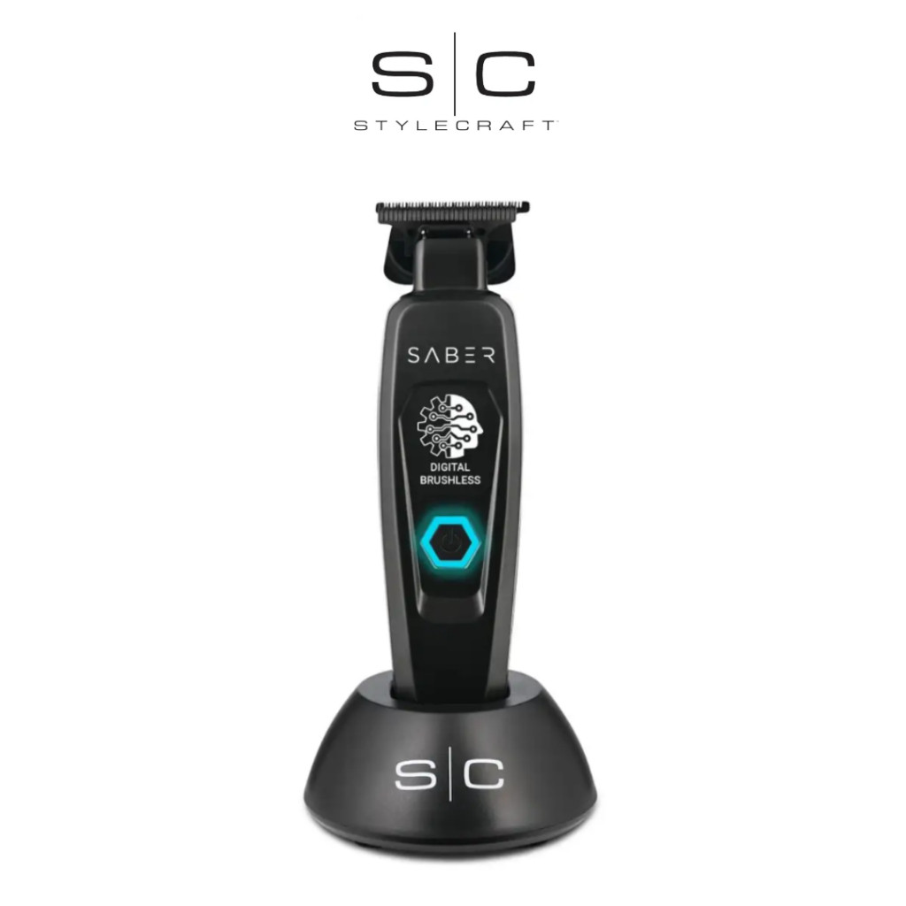 SC Stylecraft Saber Trimmer -Hair Trimmer with Full Metal Body and Digital Brushless Motor in Black 