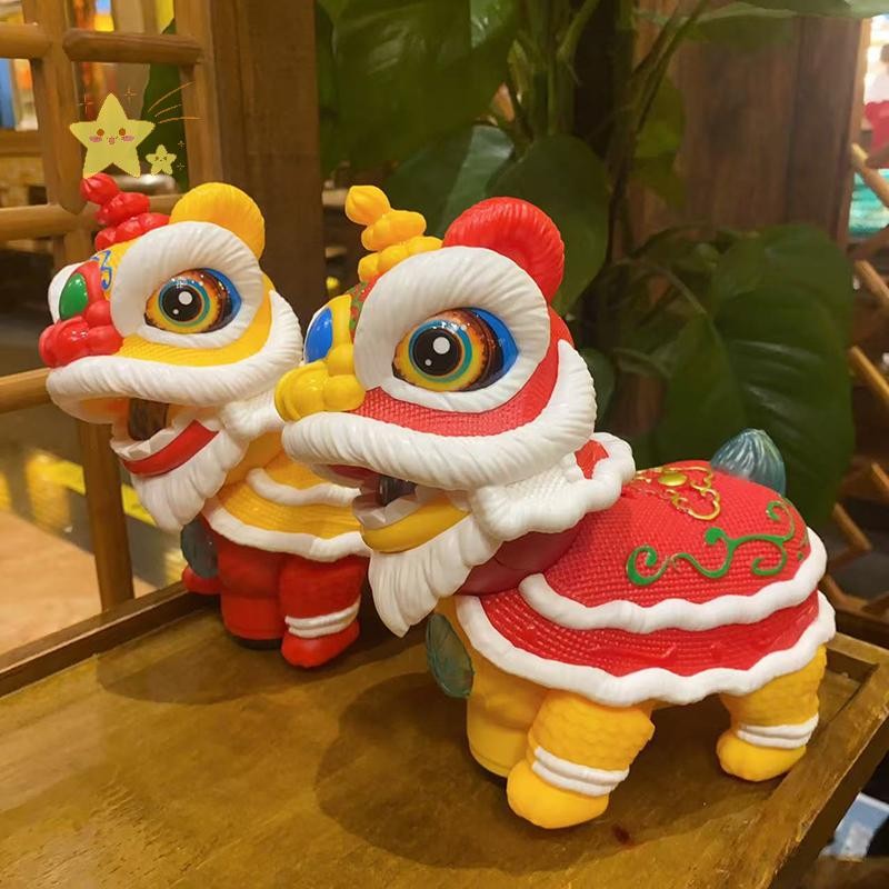 [JBTH] ของเล่นเต้นรําสิงโตจีน, การเต้นรําสิงโตไฟฟ้าพร้อมไฟและเพลง, ตลกเขย่าหัว Lion Dance ของเล่นสําหรับเด็ก [JB] - รูปที่ 4