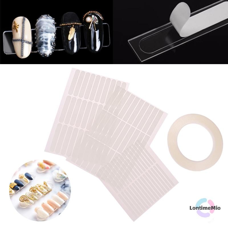 Lontimemio] 30 ชิ้นเทปกาวคู่โปร่งใสปลายเล็บเทปกาวตัวเองแสดงบาร์เล็บ Swatch เครื่องมือแสดงผลิตภัณฑ์เล็บใหม่