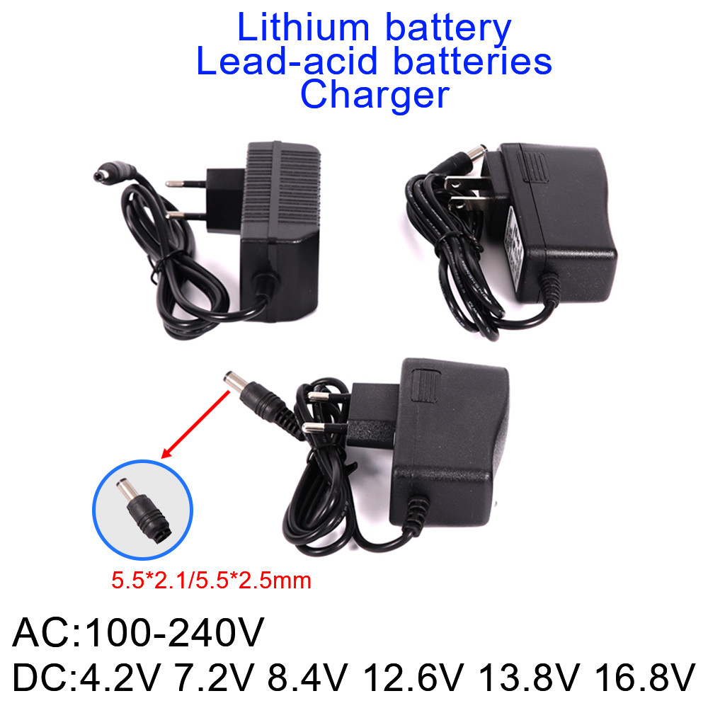 Dc 4.2V 7.2V 8.4V 12.6V 13.8V 16.8V 1A 2A 18650 แบตเตอรี่ลิเธียม Charger 12.6V 2A อะแดปเตอร์ AC 100 V-240 V 5.5 มม.x 2.1 มม.