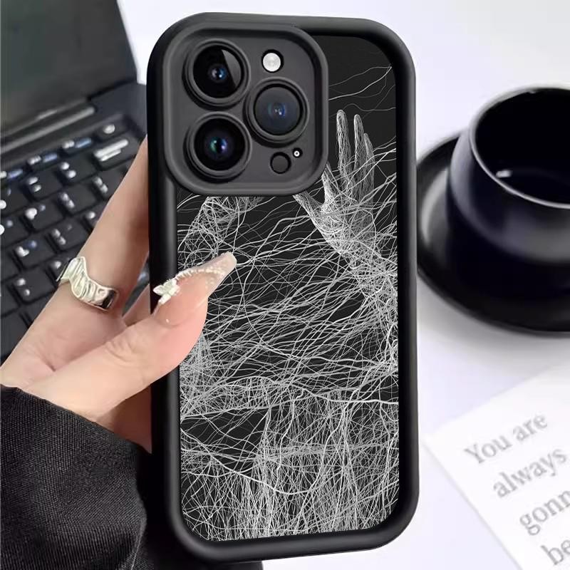 เหมาะสำหรับ Xiaomi 12 Lite Mi 11 Lite 5G กรณีโทรศัพท์มือถือป้องกันรอยขีดข่วนหลักฐานเคส Artistic Line