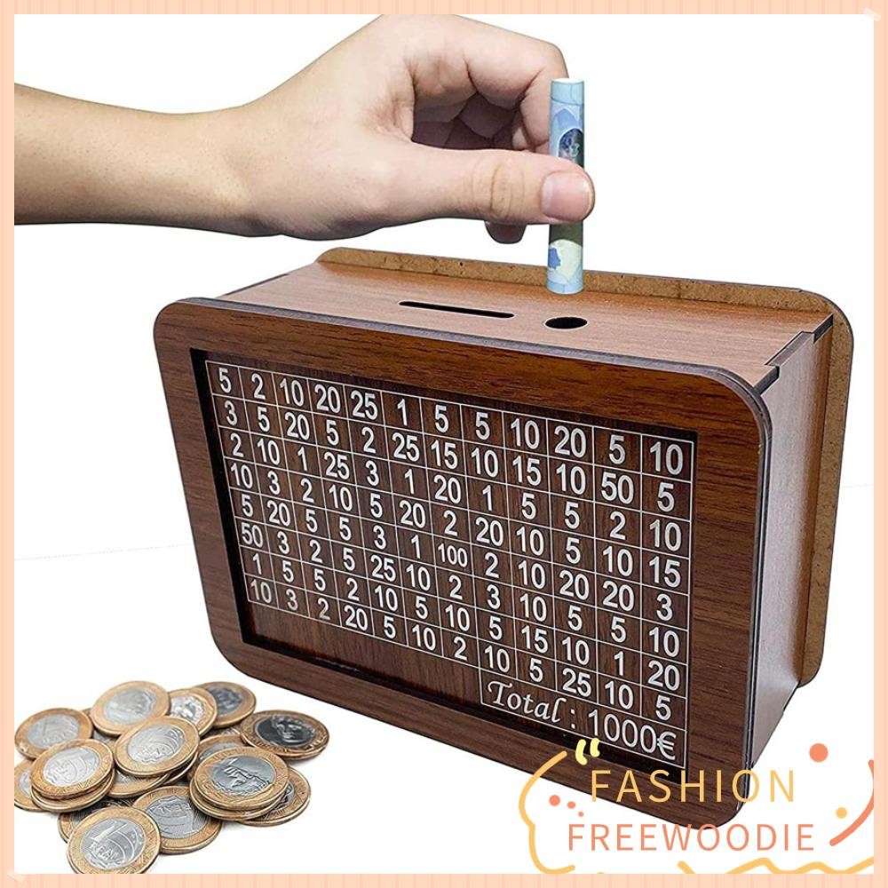 กระปุกออมสิน FREEWOODIE, นํากลับมาใช้ใหม่ได้พร้อมประหยัดเงินเคาน์เตอร์กล่องเงิน, งานฝีมือทําด้วยมือถาดเหรียญไม้เก็บเด็ก
