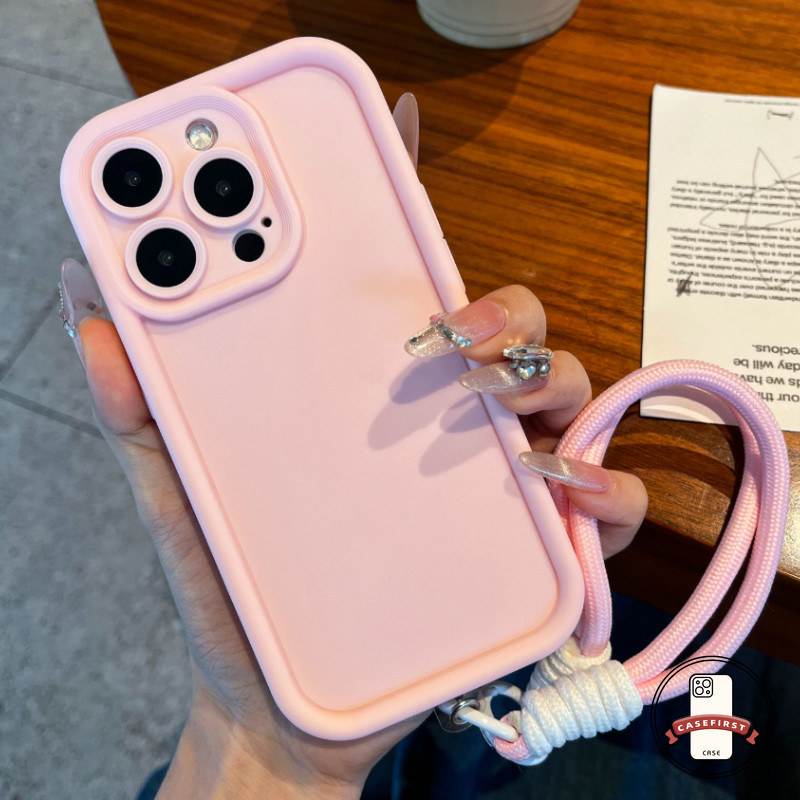 ดวงตาของเทวทูตสีทึบสายคล้องคอนุ่ม เคส Oppo A38 A17 A57 A77 A16 A35 A18 A5s A54 A3s A12 A58 A15 A78 A