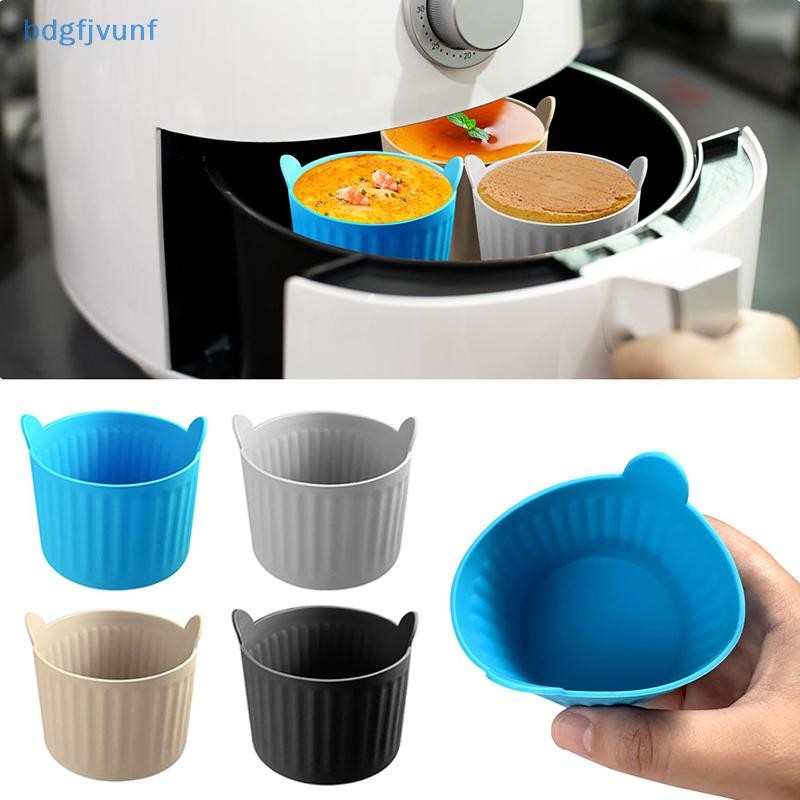 Bdgf 1/4pcs Air Fryer Baking Ramekins เกรดอาหารซิลิโคน Mould ถ้วยแม่พิมพ์ไข่ Bakeware ชุดสําหรับมัฟฟิน Cupcakes พุดดิ้งทาร์ตครัว TH