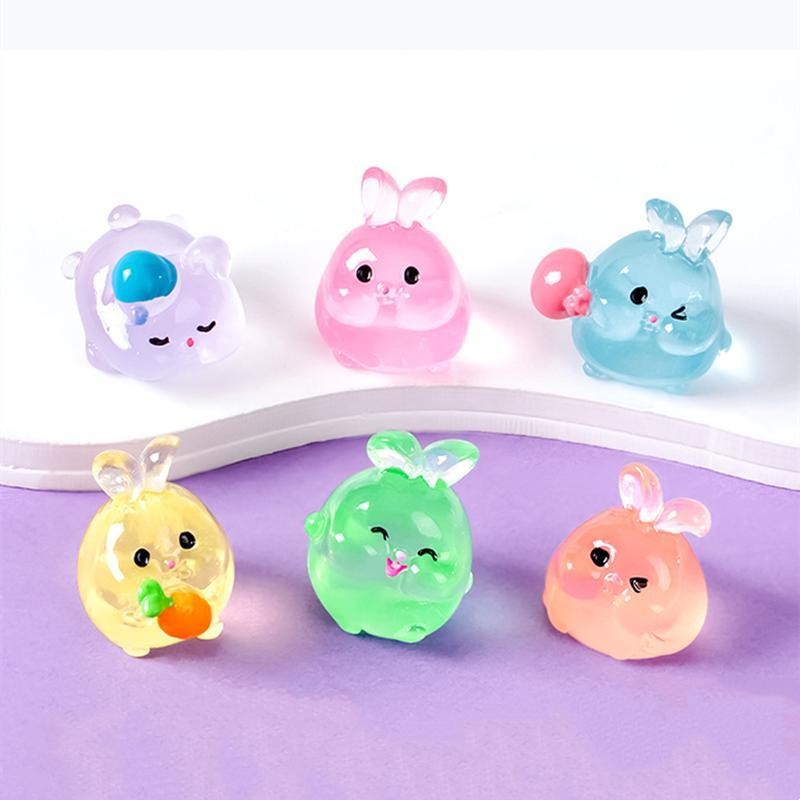 10 ~ 50 ชิ้น Luminous กระต่ายเครื่องประดับ Mini สีการ์ตูนกระต่ายตุ๊กตา Micro ภูมิทัศน์ตกแต่งตุ๊กตา Miniature ของเล่น