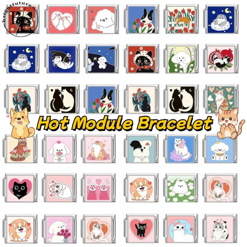 แมวสุนัขสัตว์เลี้ยงชุดอิตาเลี่ยน Charm สร้อยข้อมือ Fit 9 มม.สร้อยข้อมือสแตนเลส DIY เครื่องประดับทําอุปกรณ์เสริม Retro บุคลิกภาพโมดูลสร้อยข้อมืออุปกรณ์เสริม