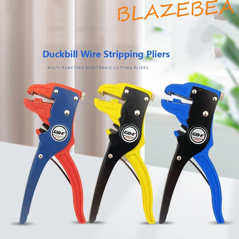 Blazebea Duckbill คีมปอกสายไฟ, คีมปอกอัตโนมัติลวดแบนแบบปรับได้, มัลติฟังก์ชั่น 0.5-6 มม. เบรกเกอร์สายไฟตามหลักสรีระศาสตร์จับเครื่องตัดลวดซ่อม
