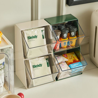 ถุงชา กาแฟ ชั้นเก็บของบนเดสก์ท็อป อะครีลิค กล่องเก็บของ กันฝ…