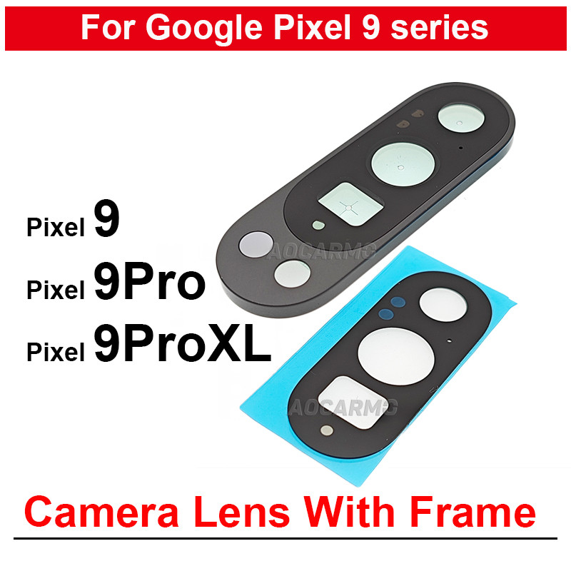 1 ชิ้นสําหรับ Google Pixel 9 9Pro XL 9 Pro เลนส์กล้องด้านหลังพร้อมกรอบอะไหล่ทดแทน