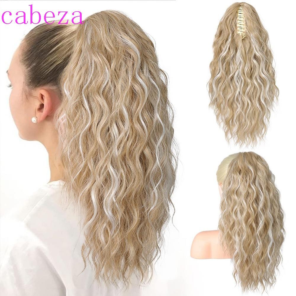CABEZA Claw คลิปวิกผมหางม้า ดัดข้าวโพด Ombre ยาวหยักหยิก ผมหางม้า เส้นใยทนความร้อน Extension Drawstring ธรรมชาติ สำหรับทุกวัน