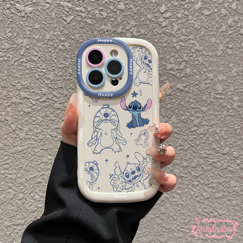 เคสไอโฟน 13 สำหรับ IPhone 11 15 16 12 14 Pro Max 8 16 15 7 Plus XR X XS Max SE พัฟครีมลายการ์ตูนคู่รักกราฟฟิตี้สุดน่ารัก - รูปที่ 2