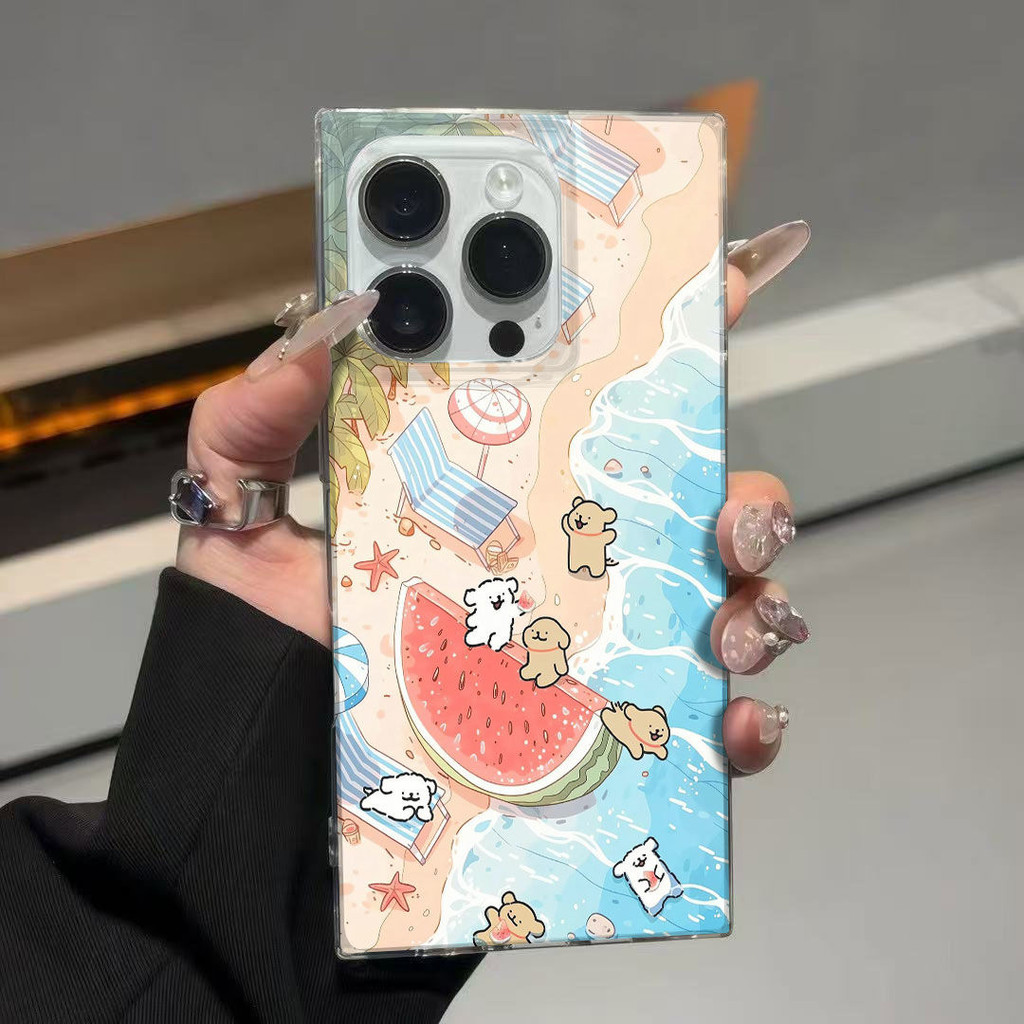 [เคส Cube] Watermelon Puppy Ice Crystal Cube เหมาะสําหรับ Apple 16ProMax/15/14ins สไตล์ iPhone13/12 เคสโทรศัพท์
