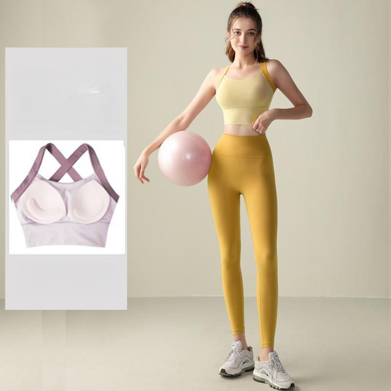 SHQX Hot Sale ชุดโยคะสตรี Cross-Back - เลกกิ้งและสปอร์ตบราดีไซน์ X-Back (Seamless, สร้างเอวสูง, เหมาะสำหรับการโยคะและฟิตเนส)