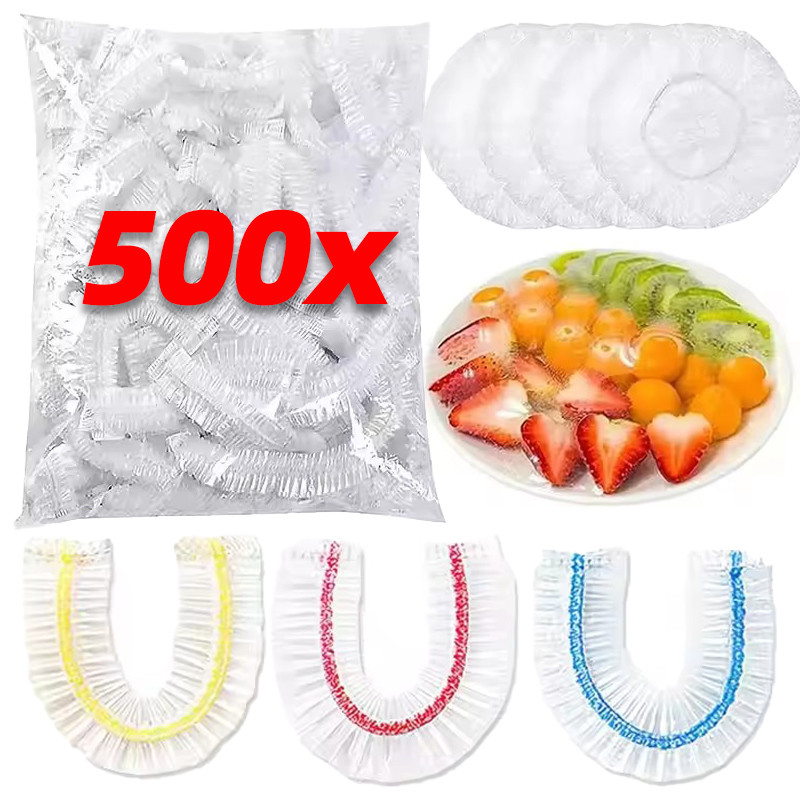 100/300/500ชิ้น ทิ้งอาหารสดเก็บฟิล์ม-ที่มีสีสันผลไม้ผักถุงพลาสติกยืดหยุ่น