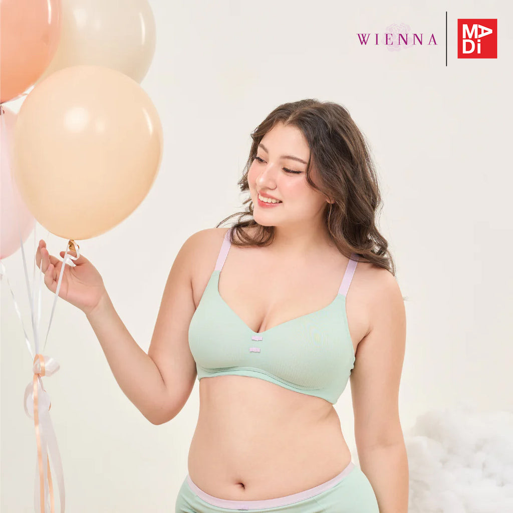 Full Moon Bra เสื้อในไร้โครง สาวคัพใหญ่ เต้าโมล ตัวเรียบ สดใสน่ารัก สวมใส่สบาย ทรงสวย (Cotton Candy) NB45406 ราคา ถูกที่สุด ดีลบีเคเค แกลเลอรีภาพที่ 6