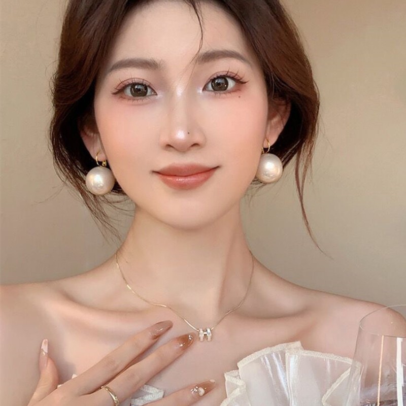 ต่างหูมุกหญิงเกาหลีแฟชั่นต่างหูหรูหราเครื่องประดับ