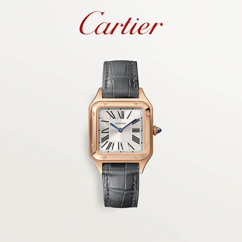 นาฬิกา Cartier Santos-Dumont Series นาฬิกาสายหนัง Rose Gold