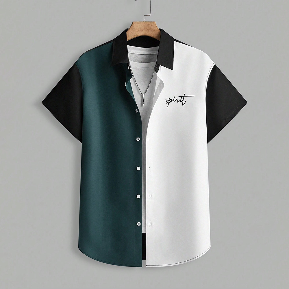 เสื้อเชิ้ตแขนสั้นพิมพ์ลายผู้ชายริมทะเลวันหยุดลําลองเต่าคอเสื้อด้านบนขนาดใหญ่เสื้อผ้าชายหาดขนาดใหญ่เสื้อฮาวาย