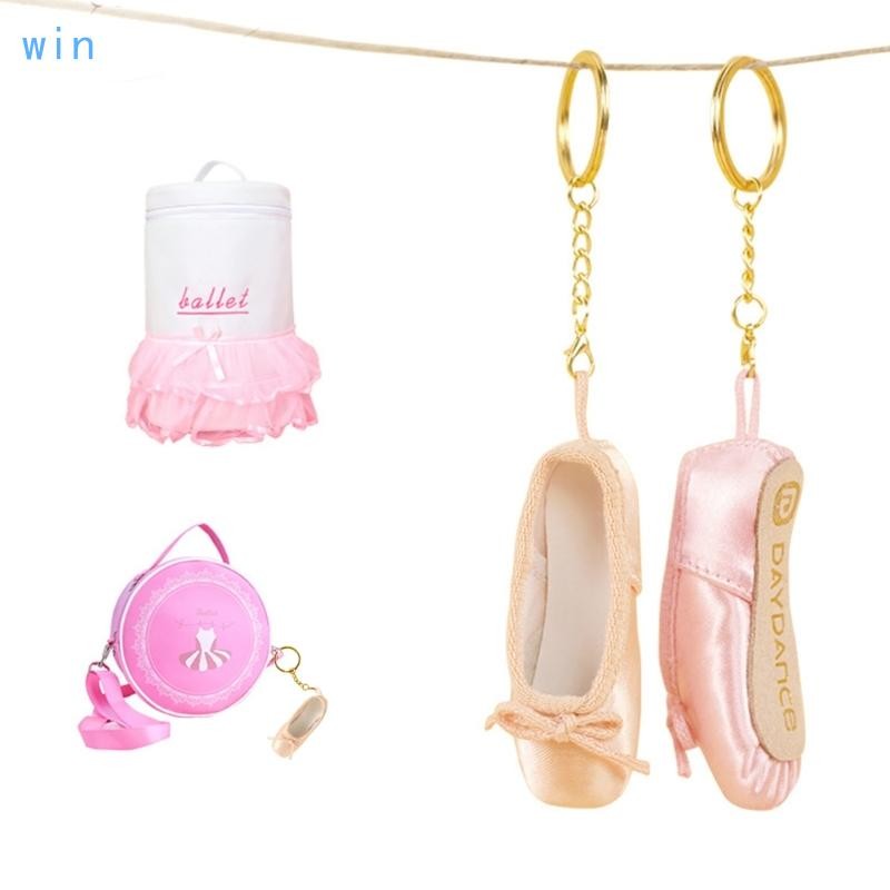 Win Pointe Shoes Keyrings Handmade Pointe Shoe Charm Bag Penddant for Dance Lover