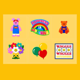 WiggleWiggle Waterproof Sticker / สติ๊กเกอร์กันน้ำ 6ดวง/แผ่น
