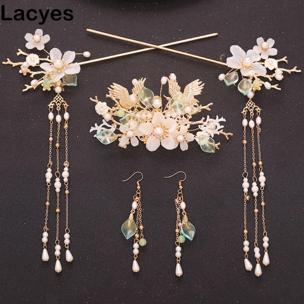 Layes เจ้าสาว Headwear,โลหะผสม U-Shape ชุดแต่งงานเครื่องประดับผม, ดอกไม้สไตล์จีนใหม่พลาสติกสีอ่อนต่างหูต่างหู Hairpin ชุดงานแต่งงานพิธี