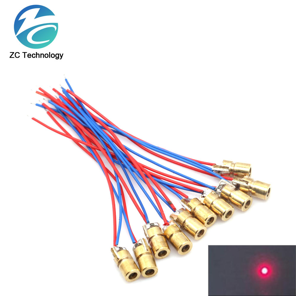 10/20pcs 3V 5V 650nm 5mW ปรับ Laser Dot Diode โมดูล Red Sight ทองแดงหัว Mini Laser Pointer