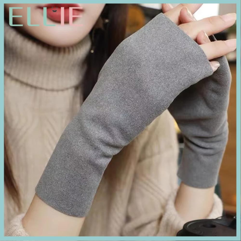 เอลลี่ ถุงมือไร้นิ้ว,กํามะหยี่นุ่มหน้าจอสัมผัสถุงมือครึ่งนิ้ว,สบายข้อมือปาล์มป้องกันสีทึบขี่จักรยานนวมฤดูหนาว