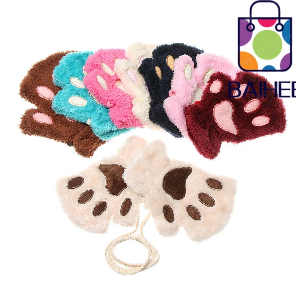 Baihee เด็กถุงมือแฟชั่น Warm Warm Plush น่ารักแมว