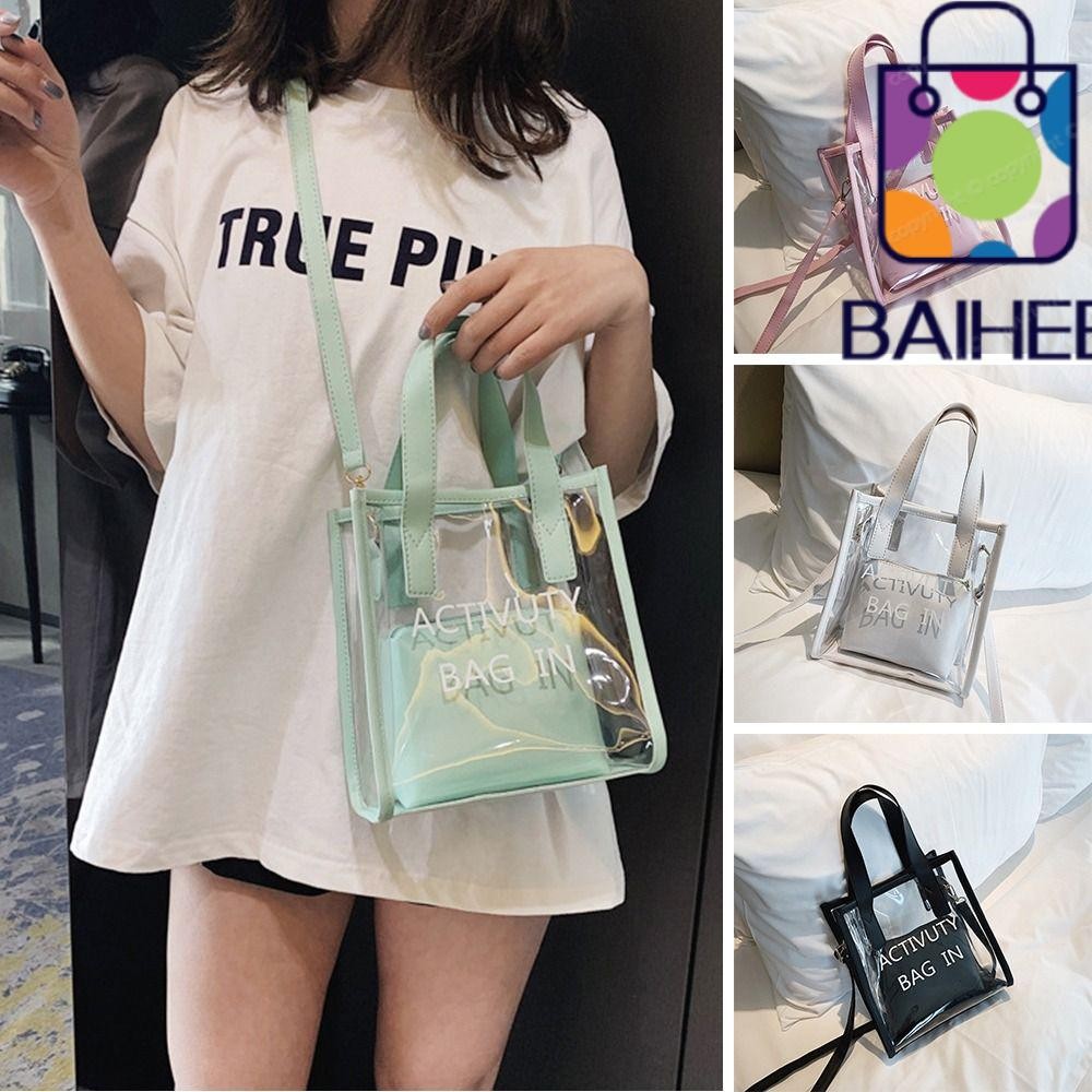 【สต็อกพร้อม❤】_Baihee กระเป๋าถือ กระเป๋าสะพายข้าง PVC ใส สําหรับผู้หญิง