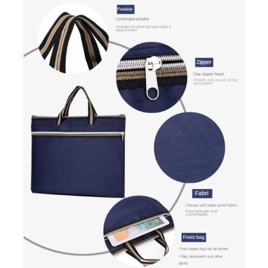 15นิ้ว กระเป๋าเอกสารกันน้ำ labtop bag กระเป๋าธุรกิจ มีซิป สํานักงาน โรงเรียน