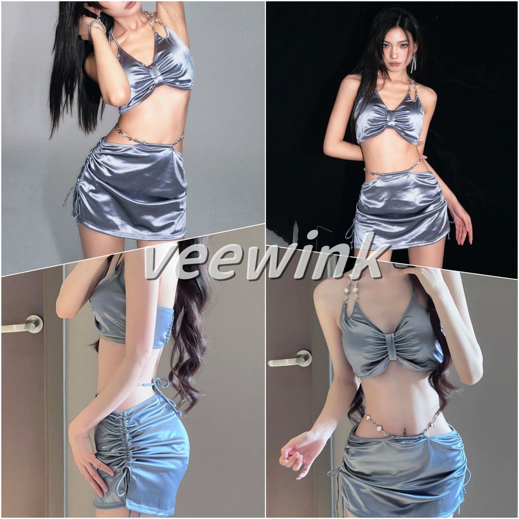 Veewink เทศกาลสงกรานต์ สงกรานต์ เทศกาลสงกรานต์ ชุดว่ายน้ำ bikini แผ่น ปิด บิกินี่ ชุด3ชิ้น