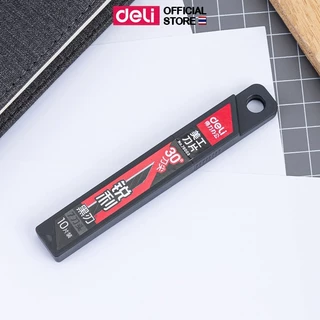 Deli 78003 Cutter Blade ใบมีดคัตเตอร์คาร์บอน ขนาด 9มม เอียง 30 องศา (บรรจุ 10 ใบ/กล่อง)