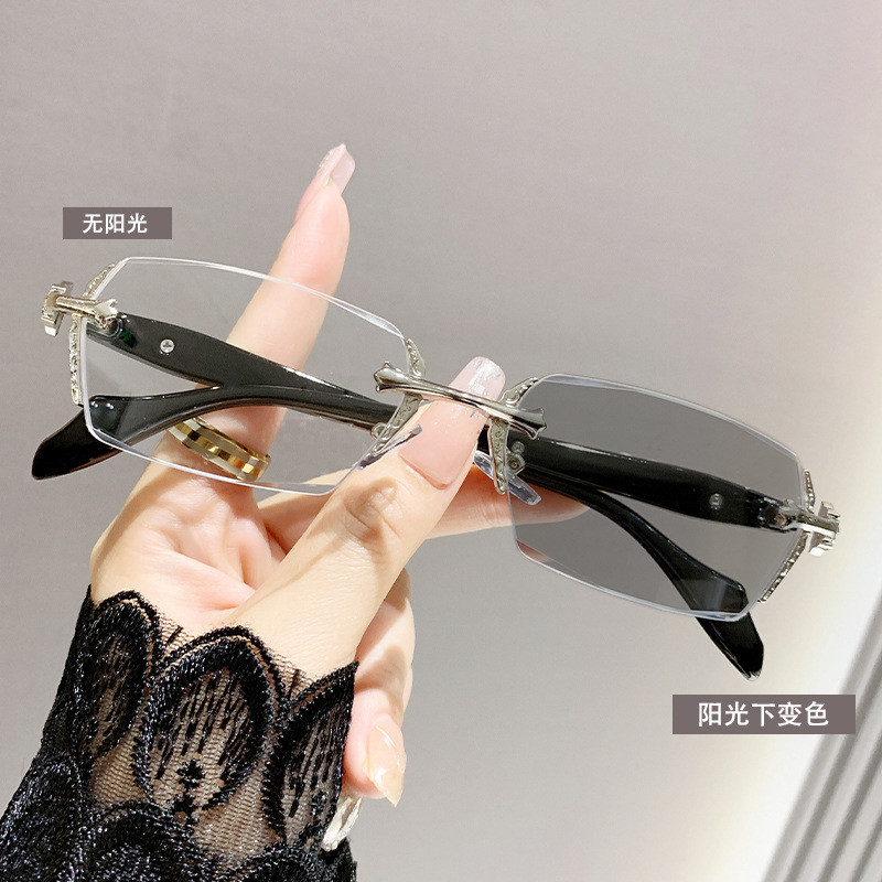 กรอบแว่นตา, แว่นตาสายตาสั้น, การเปลี่ยนสีอัตโนมัติ, 0, -75, -175 ถึง -400, แว่นตาไร้ขอบ, anti-UV, UV400, แฟชั่น 60010 - รูปที่ 3